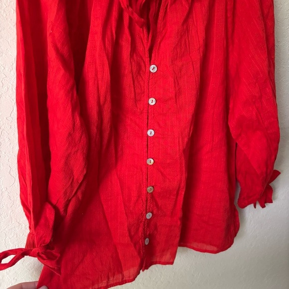 Cleobella | Women's Boho Flowy 100% Organic Cotton Rylan Top Size Small Red - Picture 9 of 12